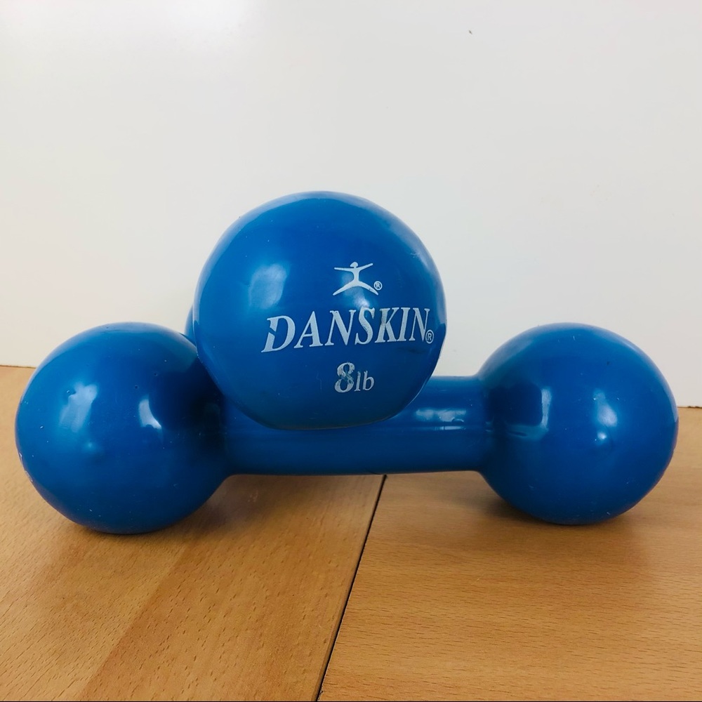 Danskin Soft Weighted 8 LB Blue Dumbbells (2) Toning, Fitness.